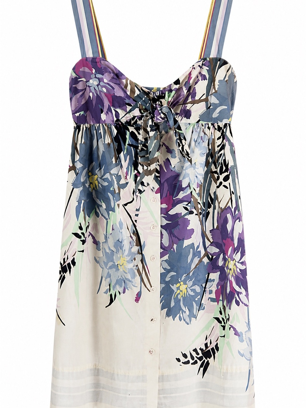 Tahari White Mini Dress with Purple and Blue Floral Print